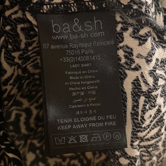 ba&sh Lio Pintucked Shirt Abstract Blouse 100% viscose half sleeves Size 2 - Picture 12 of 16